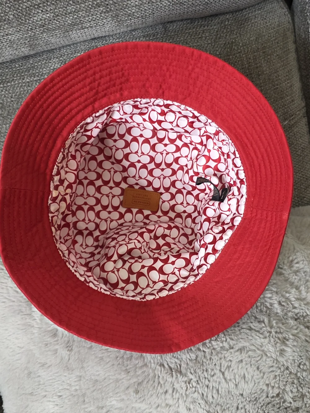 Coach Red Logo-Print Reversible Bucket Hat